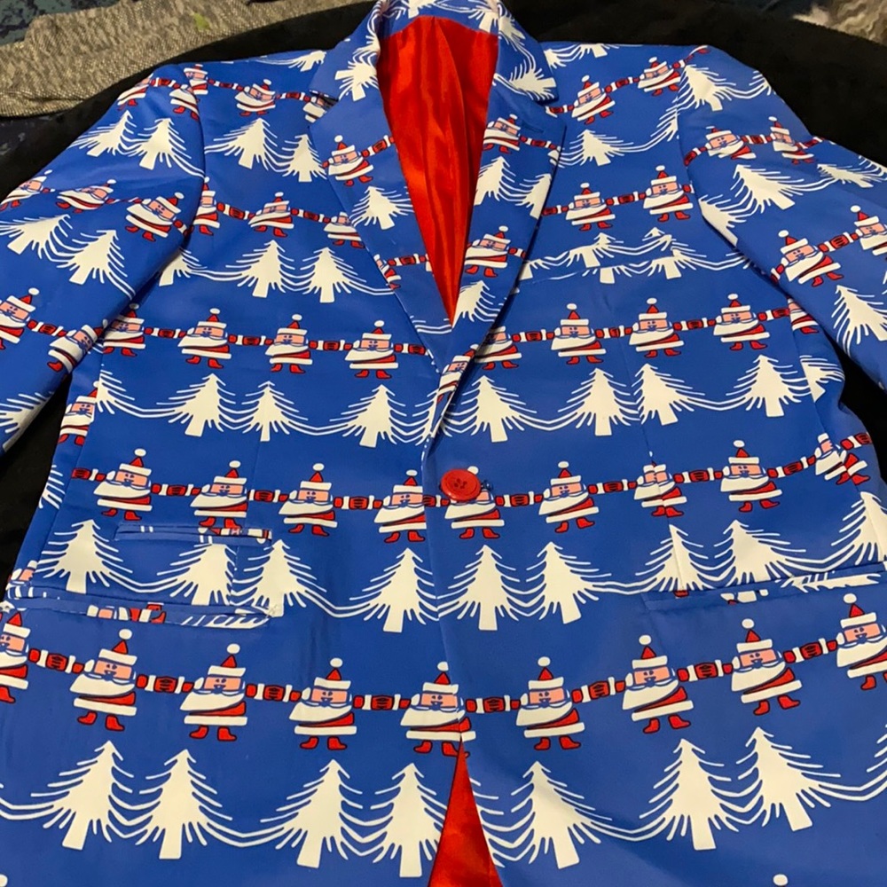 Christmas sport coat with Santa’s blue christmas